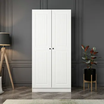 Dulap pentru haine, Minerva, Kale Membran White, 90x190x52 cm, PAL, Alb 2c6d imagine