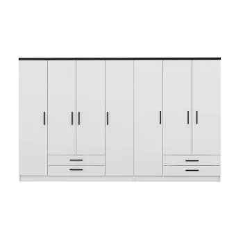 Dulap pentru haine, Minerva, Kale Plus, 315x210x52 cm, PAL, Alb 3a84 imagine