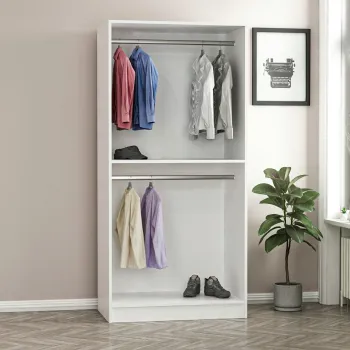 Dulap pentru haine, Minerva, Kale Walnut, 90x190x52 cm, PAL, Maro 114c imagine