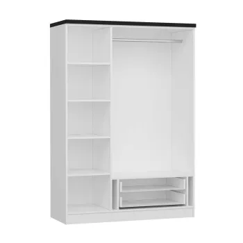 Dulap pentru haine, Minerva, Kale White, 135x210x52 cm, PAL, Alb 9d07 imagine