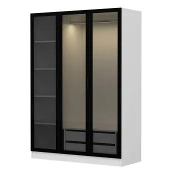 Dulap pentru haine, Minerva, Kale White Black, 135x210x52 cm, PAL, Alb/Negru 6c1a imagine