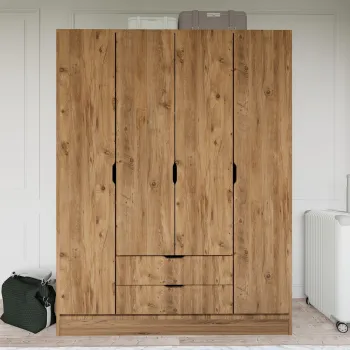 Dulap pentru haine, Miwood, 1600-140, 140x182x45 cm, PAL, Maro 4d63 imagine