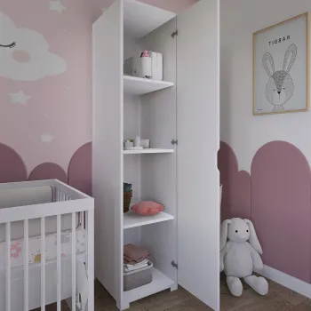 Dulap pentru haine, Miwood, Duru 1600-042, 40x183x4553 cm, PAL, Alb mat d21e imagine
