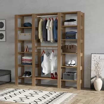 Dulap pentru haine, Puqa Design, City, 161.4x180x33.6 cm, PAL, Nuc 4f71 imagine