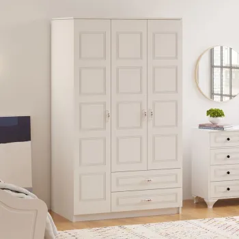 Dulap pentru haine, Rabi, Rb-002, 105x180x52 cm, Alb mat 5bb9 imagine