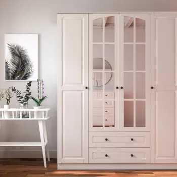 Dulap pentru haine, Rabi, Rb-012, 140x180x52 cm, Alb mat 276c imagine