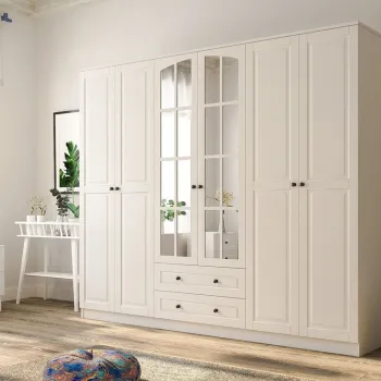 Dulap pentru haine, Rabi, Rb-019, 210x210x52 cm, Alb mat c3a9 imagine