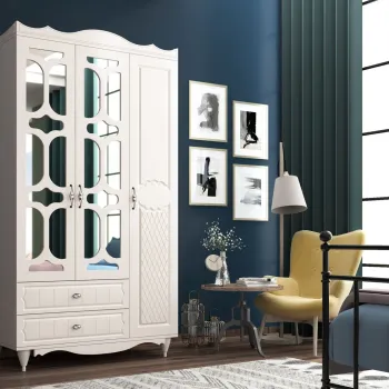 Dulap pentru haine, Rabi, Rb-047, 105x190x52 cm, Alb mat 1dd9 imagine