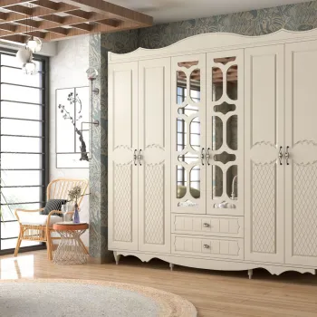 Dulap pentru haine, Rabi, Rb-049, 210x190x52 cm, Alb mat 9d7c imagine