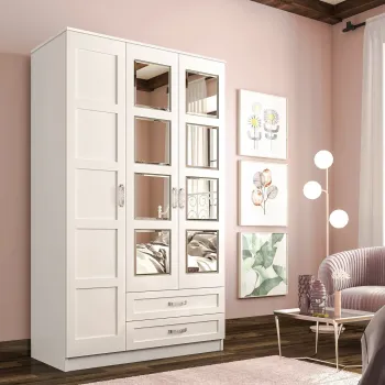 Dulap pentru haine, Rabi, Rb-050, 105x180x52 cm, Alb mat 362d imagine