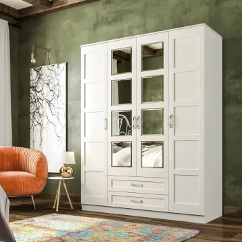 Dulap pentru haine, Rabi, Rb-051, 140x180x52 cm, Alb mat 21b1 imagine