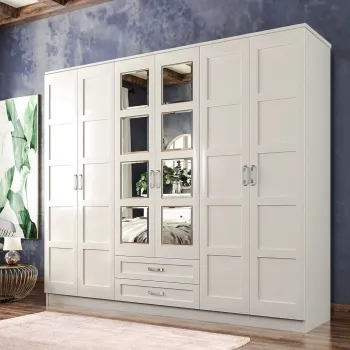 Dulap pentru haine, Rabi, Rb-053, 210x210x52 cm, Alb mat b0d0 imagine