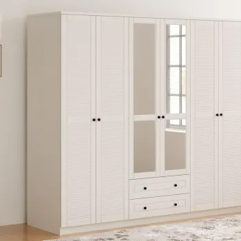 Dulap pentru haine, Rabi, Rb-064-03, 210x184x52 cm, Alb mat 45b7 imagine