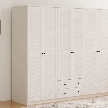 Dulap pentru haine, Rabi, Rb-064, 210x184x52 cm, Alb mat 76fc imagine