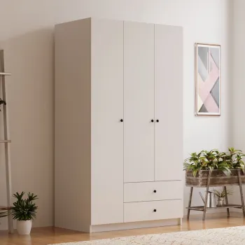 Dulap pentru haine, Rabi, Rb-066, 90x180x45 cm, Alb mat 09c9 imagine