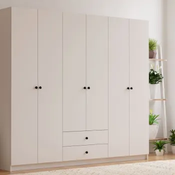 Dulap pentru haine, Rabi, Rb-069, 180x180x45 cm, Alb mat 7444 imagine