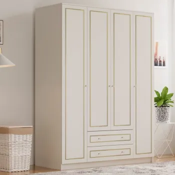 Dulap pentru haine, Rabi, Rb-078, 140x180x52 cm, Alb mat 3947 imagine