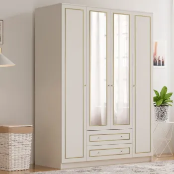 Dulap pentru haine, Rabi, Rb-079-01, 140x180x52 cm, Alb mat 7fb6 imagine