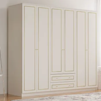 Dulap pentru haine, Rabi, Rb-084, 210x180x52 cm, Alb mat 62d6 imagine