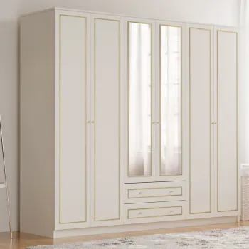 Dulap pentru haine, Rabi, Rb-085-02, 210x210x52 cm, Alb mat 3fa1 imagine