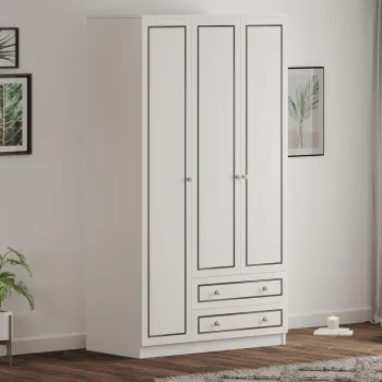 Dulap pentru haine, Rabi, Rb-093-01, 105x180x52 cm, Alb mat 3f97 imagine
