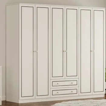 Dulap pentru haine, Rabi, Rb-094-01, 210x180x52 cm, Alb mat 2428 imagine