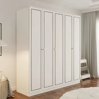 Dulap pentru haine, Rabi, Rb-094-02, 175x180x52 cm, Alb mat 3bbd imagine