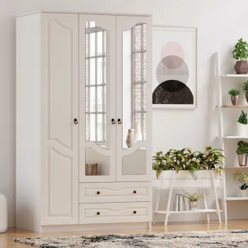 Dulap pentru haine, Rabi, Rb-105, 105x210x52 cm, Alb mat de43 imagine