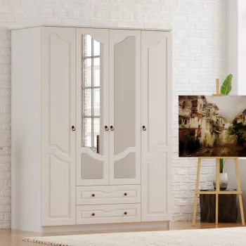 Dulap pentru haine, Rabi, Rb-106, 140x210x52 cm, Alb mat 5cbb imagine