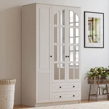 Dulap pentru haine, Rabi, Rb-110, 105x184x52 cm, Alb mat a05e imagine