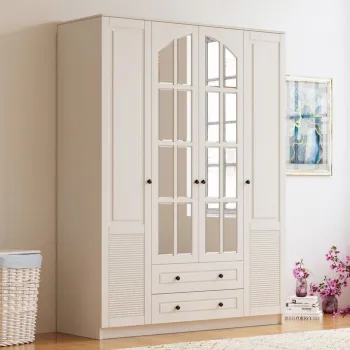 Dulap pentru haine, Rabi, Rb-112, 140x184x52 cm, Alb mat 62b1 imagine