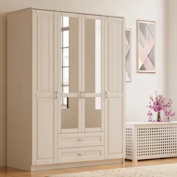 Dulap pentru haine, Rabi, Rb-121-01, 140x210x52 cm, Alb mat afd6 imagine