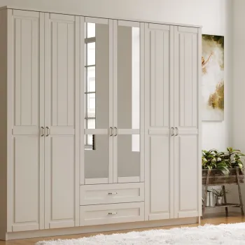 Dulap pentru haine, Rabi, Rb-122, 210x184x52 cm, Alb mat 34f9 imagine