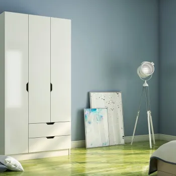 Dulap pentru haine, Rabi, Rb-155, 90x180x45 cm, Alb mat d0b0 imagine