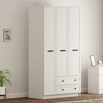 Dulap pentru haine, Rabi, Rb-168-01-003, 105x210x52 cm, Alb mat c000 imagine