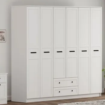 Dulap pentru haine, Rabi, Rb-168-01-007, 210x210x52 cm, Alb mat ec1b imagine