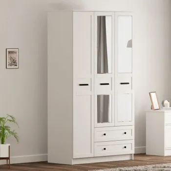 Dulap pentru haine, Rabi, Rb-168-01-008, 105x184x52 cm, Alb mat ee79 imagine