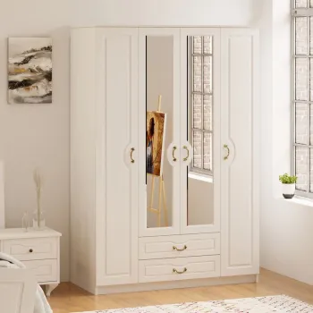 Dulap pentru haine, Rabi, Rb-177, 140x210x52 cm, Alb mat 7326 imagine