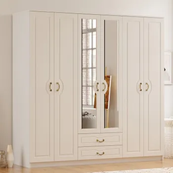 Dulap pentru haine, Rabi, Rb-178, 210x210x52 cm, Alb mat 0312 imagine