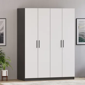 Dulap pentru haine, Rabi, Rb-183-01, 120x180x45 cm, Alb mat / Antracit 412d imagine