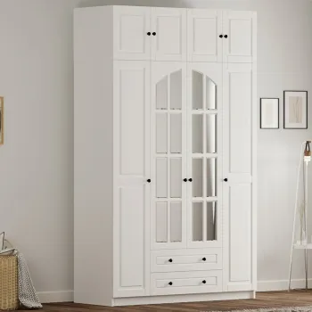 Dulap pentru haine, Rabi, Rb-185-11, 140x210x52 cm, Alb mat fbbe imagine