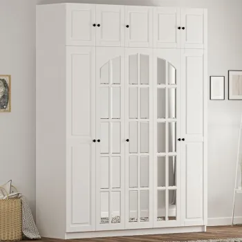 Dulap pentru haine, Rabi, Rb-185-14, 175x240x52 cm, Alb mat c344 imagine