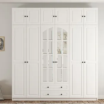 Dulap pentru haine, Rabi, Rb-185-15, 210x210x52 cm, Alb mat b5c3 imagine