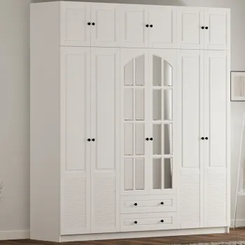 Dulap pentru haine, Rabi, Rb-185-20, 210x240x52 cm, Alb mat dce0 imagine