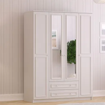 Dulap pentru haine, Rabi, Rb-186-02, 140x182x52 cm, Alb mat 0a9c imagine