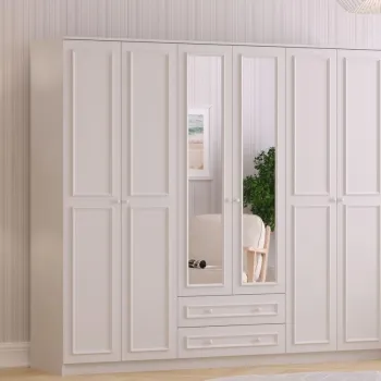 Dulap pentru haine, Rabi, Rb-186-04, 210x182x52 cm, Alb mat 6fa5 imagine