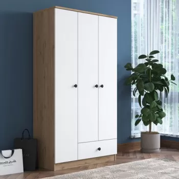 Dulap pentru haine, Rani, BA117, 90x170x42.5 cm, PAL, Nuc / Alb 51a4 imagine