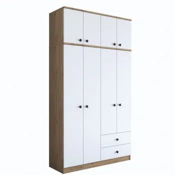 Dulap pentru haine, Rani, BA121, 120x216.8x42.5 cm, PAL, Nuc/Alb 0968 imagine