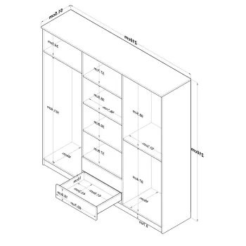 Dulap pentru haine, Rani, BA130, 210x210x51.5 cm, PAL, Nuc/Alb 4c88 imagine