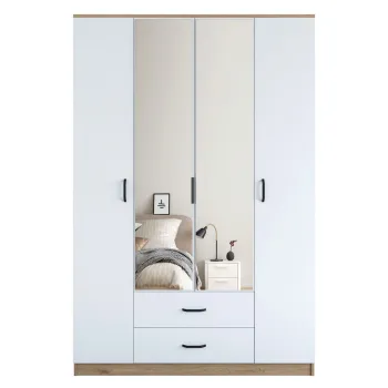 Dulap pentru haine, Rani, BA131, 210x210x51.5 cm, PAL, Nuc/Alb 6ffd imagine